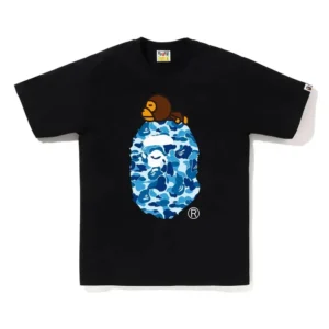 BAPE Blue Baby Milo ABC Camo Ape Head Tee Black