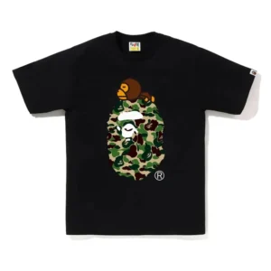 BAPE Green Baby Milo ABC Camo Ape Head Tee Black