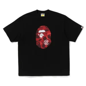 BAPE Red ABC Camo Ape Head Tee Black
