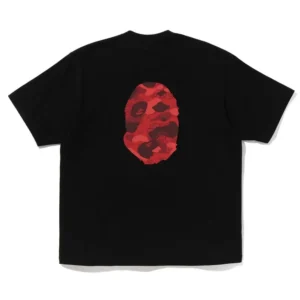BAPE Red ABC Camo Ape Head Tee Black
