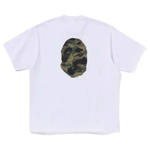 BAPE Green ABC Camo Ape Head Tee White