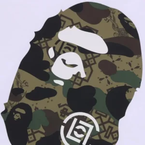BAPE Green ABC Camo Ape Head Tee White