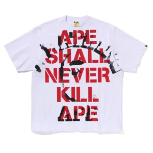 BAPE Spray Print College Relaxed Fit Tee White