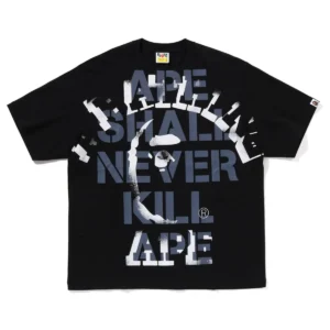 BAPE Spray Print College Relaxed Fit Tee Black
