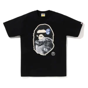 BAPE Moon Ape Head Old Photo Tee Black