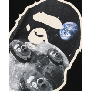 BAPE Moon Ape Head Old Photo Tee Black