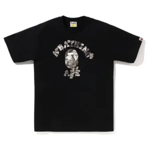 BAPE Woodland Camo Ape Head College Tee Black