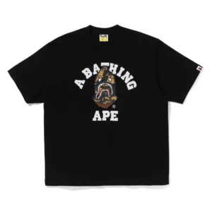 BAPE 1st Camo Shark Seijin College Relaxed Fit Tee Black