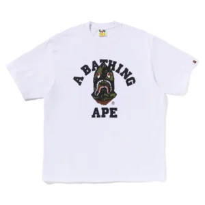 BAPE 1st Camo Shark Seijin College Relaxed Fit Tee White