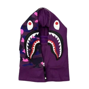 Bape Color Camo Shark Face Mask Purple