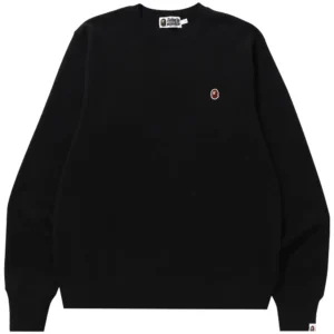 Bape One Point Ape Head Crewneck Sweatshirt Black