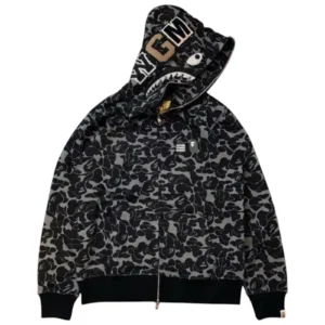 Bape x Dover Street Market City Camo Shark Full Zip Hoodie Black