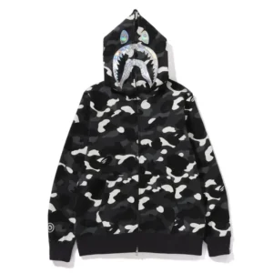 Bape City Camo Shark Full Zip Hoodie Black