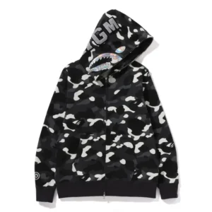 Bape City Camo Shark Full Zip Hoodie Black