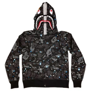 Bape Space Camo Shark Full Zip Hoodie Black