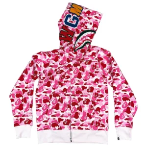 Bape Color Camo Shark Full Zip Hoodie Pink