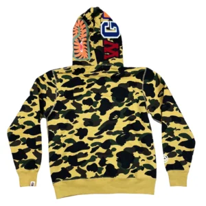 Bape Color Camo Tiger Shark Wide Full Zip Double Hoodie Yellow