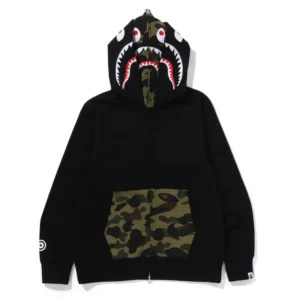 Bape 1st Camo Shark Full Zip Hoodie Black