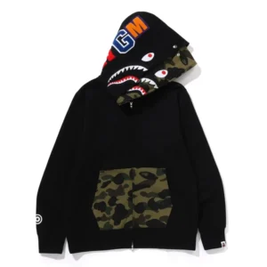 Bape 1st Camo Shark Full Zip Hoodie Black