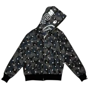 Bape ABC Dot Shark Full Zip Hoodie Black