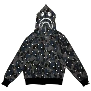 Bape ABC Dot Shark Full Zip Hoodie Black