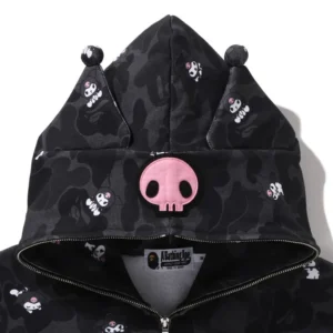 Bape x Kuromi Camo Full Zip Hoodie Black