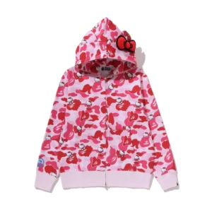 Bape x Hello Kitty Camo Full Zip Hoodie Pink