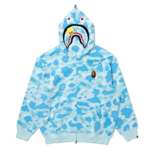 Bape x Stray Kids Wolf Chan Shark Full Zip Hoodie White Blue