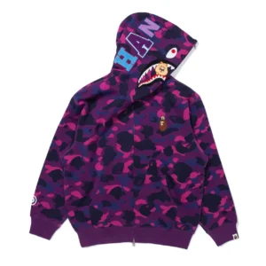 Bape x Stray Kids Han Quokka Shark Full Zip Hoodie Purple