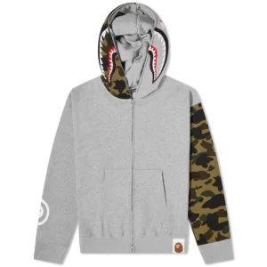 Bape Split 1st Camo Shark Full Zip Hoodie Grey