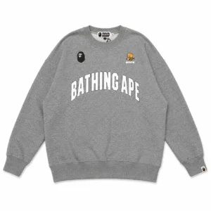 Bape Bathing Ape Logo Crewneck Sweatshirt Grey