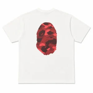 BAPE Red ABC Camo Ape Head Tee White