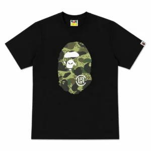 BAPE Green ABC Camo Ape Head Tee Black