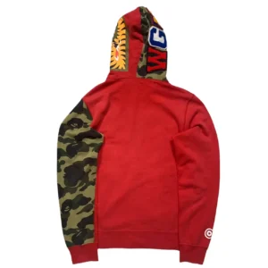 Bape Split 1st Camo Shark Full Zip Hoodie Red