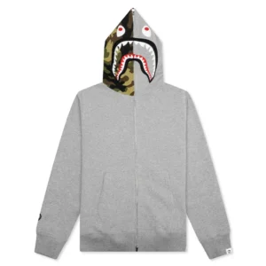 Bape 1st Camo Shark Full Zip Hoodie Grey