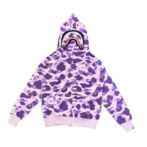 Bape Color Camo Shark Full Zip Hoodie Purple