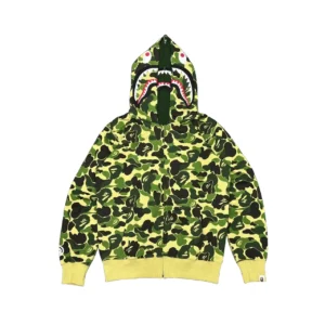 Bape ABC Camo Milo Shark Zip Hoodie Green