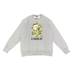 Bape ABC Camo Big Ape Head Crewneck Sweatshirt Grey