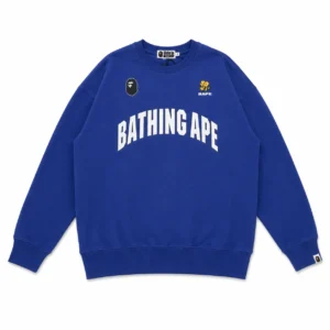 Bape Bathing Ape Logo Crewneck Sweatshirt Blue