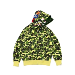 Bape ABC Camo Milo Shark Zip Hoodie Green
