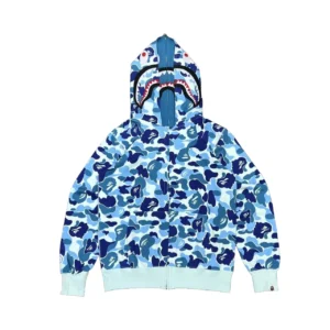 Bape ABC Camo Milo Shark Zip Hoodie Blue
