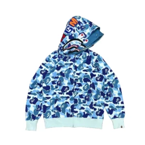 Bape ABC Camo Milo Shark Zip Hoodie Blue