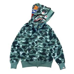 Bape Color Camo Shark Full Zip Hoodie Green