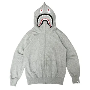 Bape Tiger Shark Full Zip Hoodie Grey