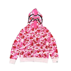 Bape ABC Camo Milo Shark Zip Hoodie Pink