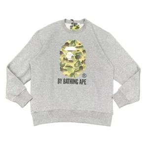 Bape ABC Camo Big Ape Head Crewneck Sweatshirt Grey