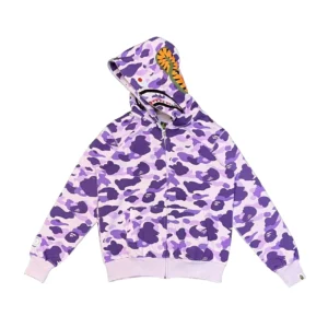 Bape Color Camo Shark Full Zip Hoodie Purple
