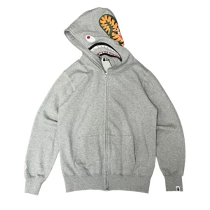 Bape Tiger Shark Full Zip Hoodie Grey