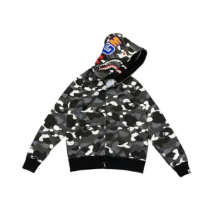 Bape Color Camo Shark Full Zip Hoodie Black Grey