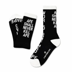BAPE World Gone Mad Crew Socks Black